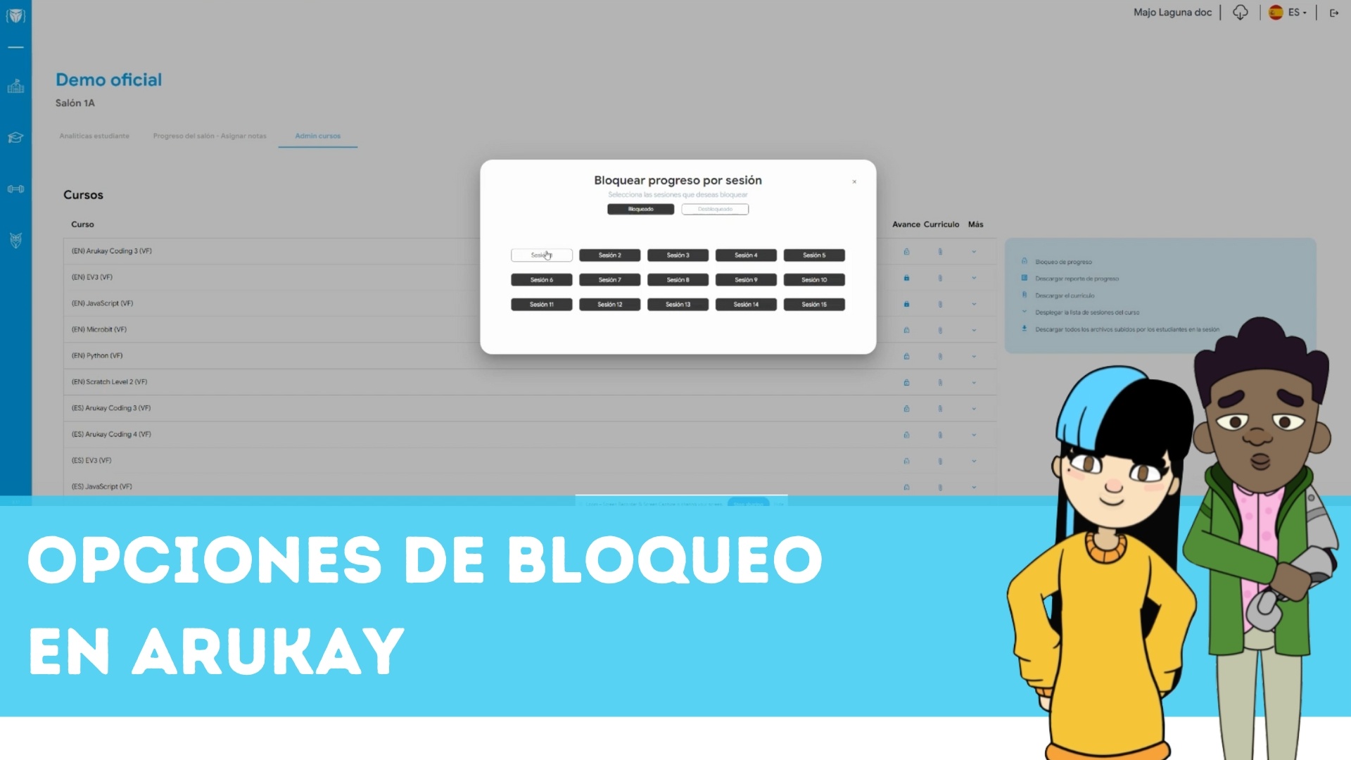 Opciones de bloqueo en Arukay