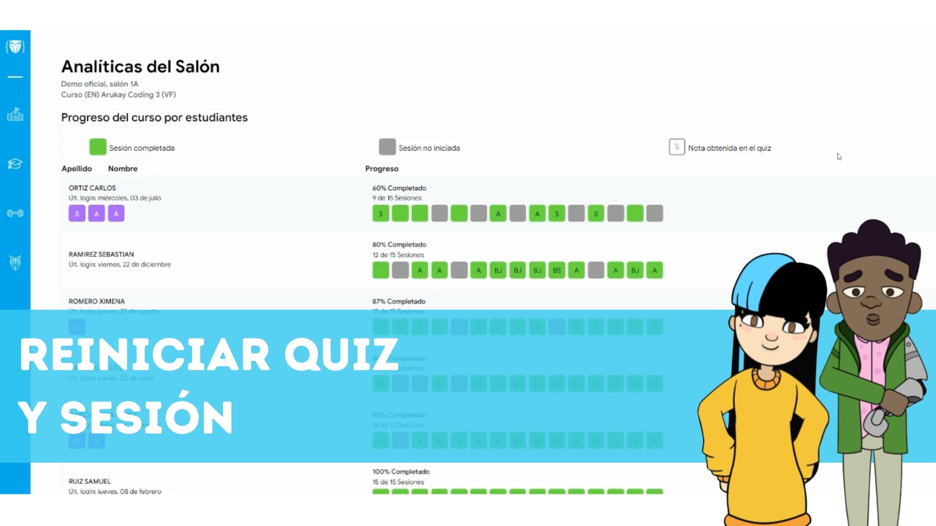 Reiniciar quiz y sesión