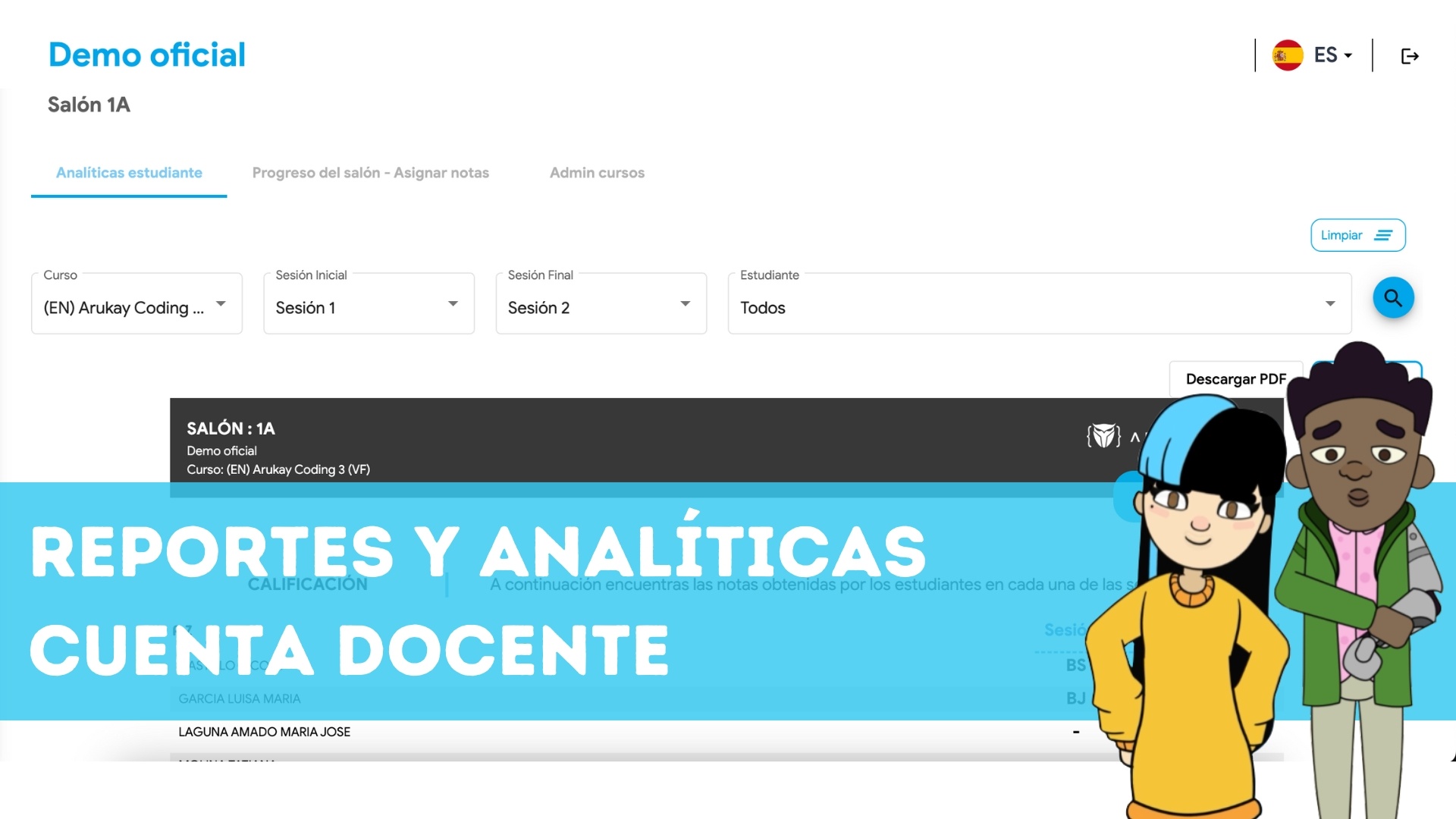 Reportes y analíticas, Docente